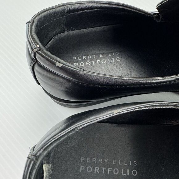 Perry Ellis Portfolio Men’s Size 12 Kent Wide Black Slip On Loafers Dress Shoes - Picture 4 of 10